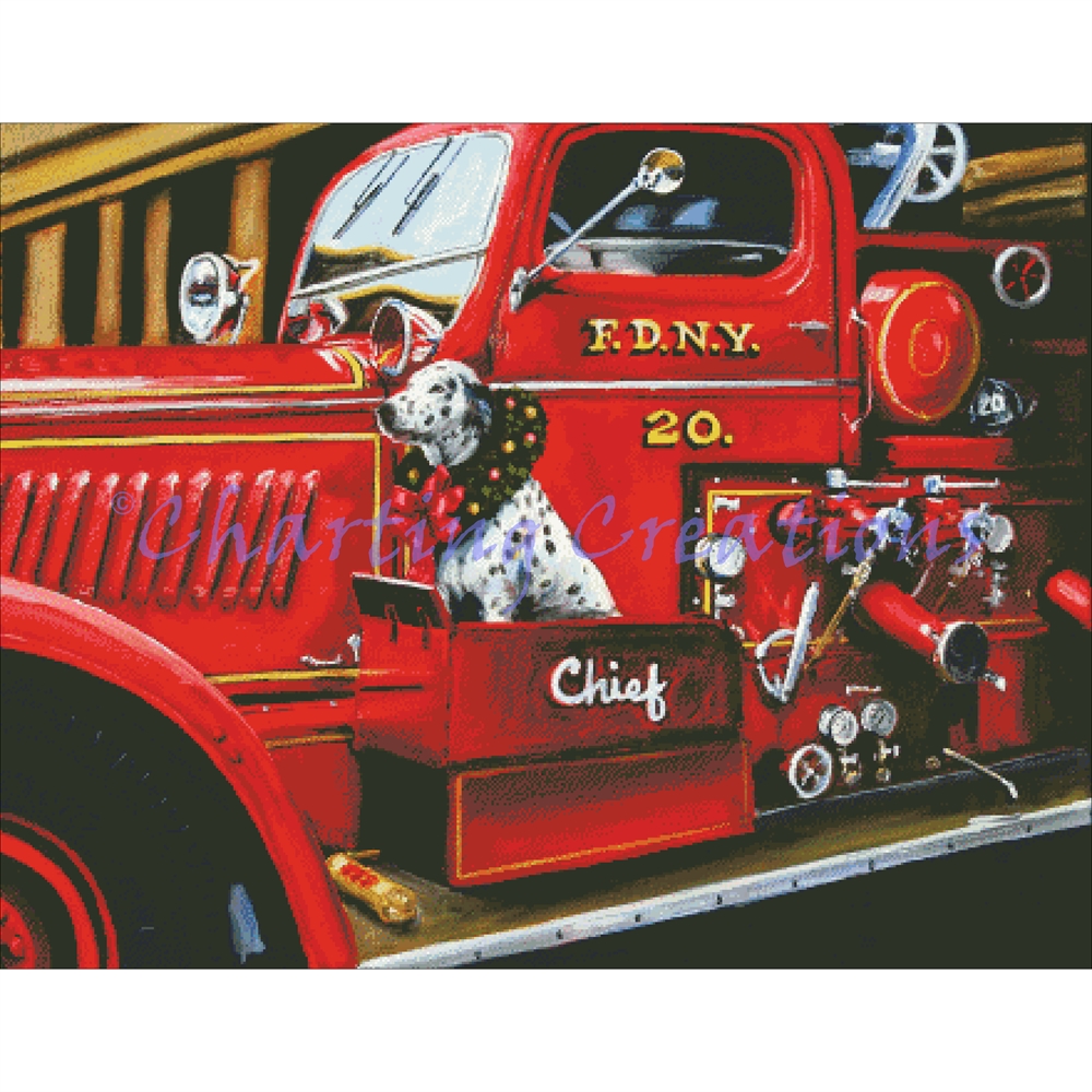 Dalmatian Christmas Firetruck